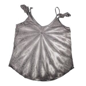 Chaser Off Shoulder Ruffle Strap Tank‎ Top Gray Tie Dye V-Neck Casual Top Size M